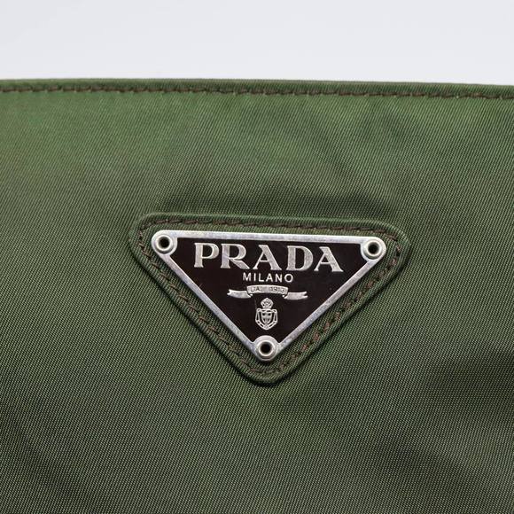 PRADA Tote Bag Nylon Khaki Silver Auth ep5279 - Picture 14 of 16